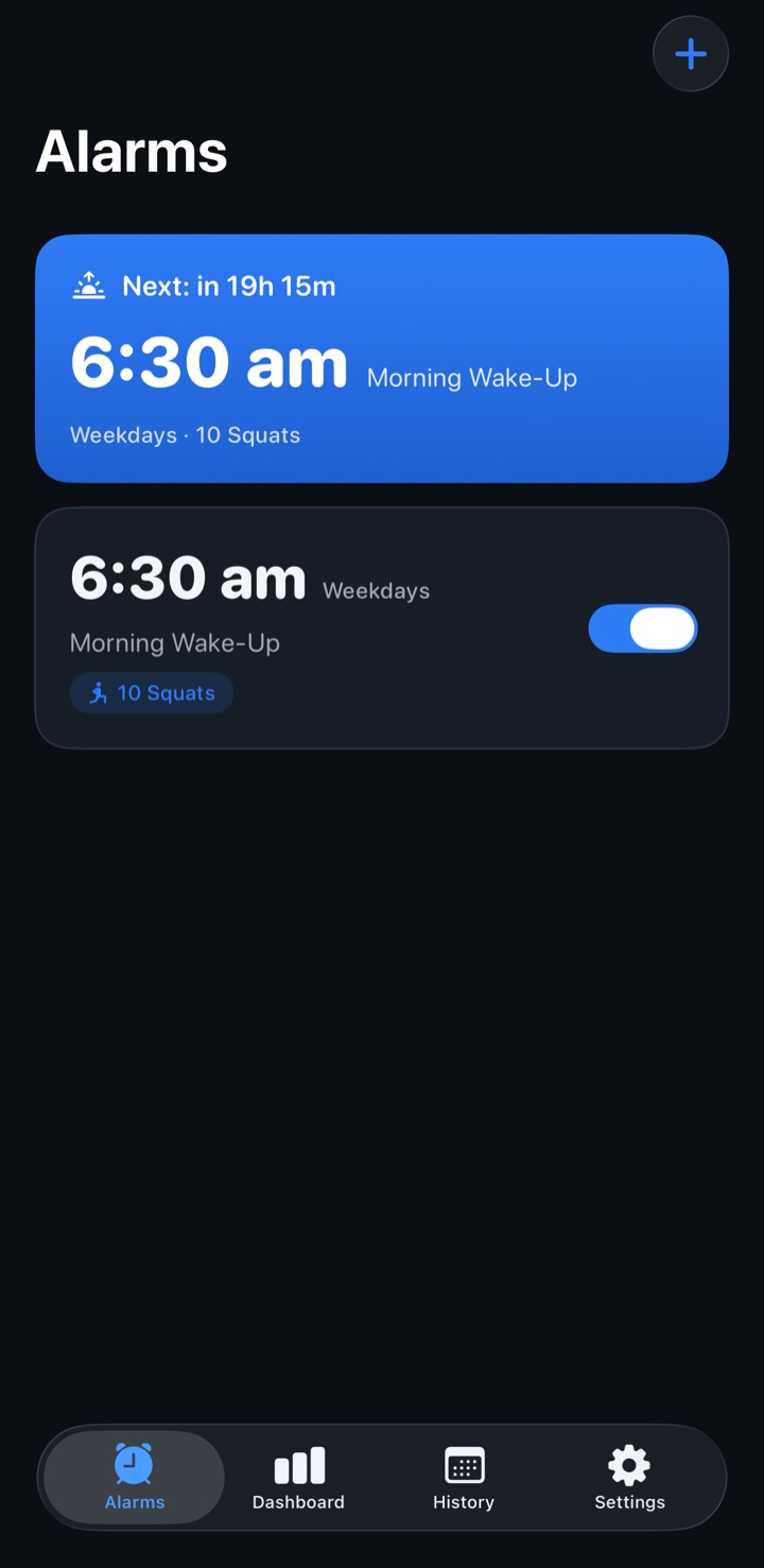 Setting a Waiker alarm and squat difficulty
